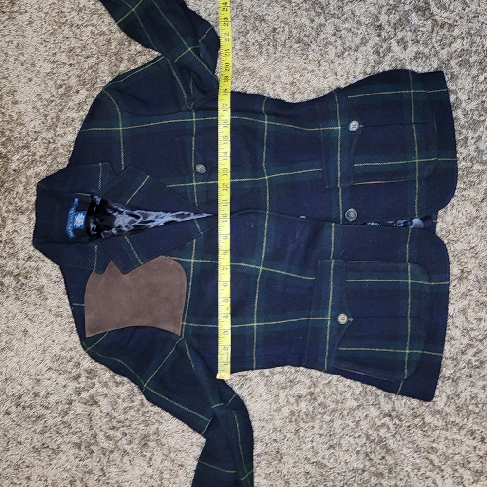 RALPH LAUREN made in Italy plaid wool n real suede EUC blazer - Picture 10 of 11